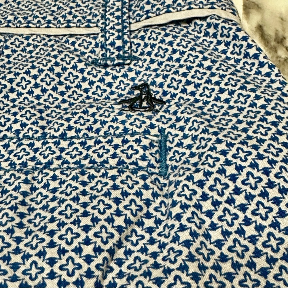 Original Penguin Blue Pattern Flat Front Shorts T… - image 4